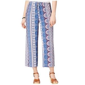 Ultra Flirt Blue Cropped Wide-Leg Pants Size Medium